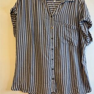 Sonoma Navy and White Striped Shirt